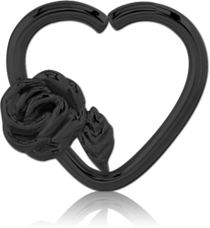 BLACK PVD COATED SURGICAL STEEL GRADE 316L OPEN HEART SEAMLESS RING
