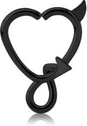 BLACK PVD COATED SURGICAL STEEL GRADE 316L OPEN HEART SEAMLESS RING