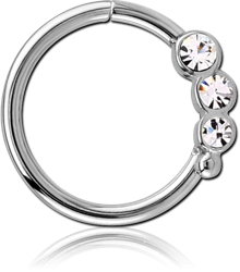 SURGICAL STEEL GRADE 316L VALUE JEWELED SEAMLESS RING -LEFT