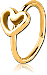GOLD PVD COATED SURGICAL STEEL GRADE 316L SEAMLESS RING - HEART