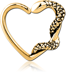 GOLD PVD COATED SURGICAL STEEL GRADE 316L OPEN HEART SEAMLESS RING - LEFT
