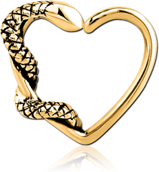 GOLD PVD COATED SURGICAL STEEL GRADE 316L OPEN HEART SEAMLESS RING - RIGHT