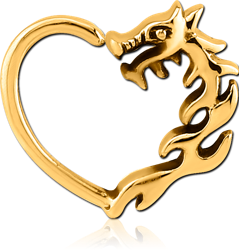 GOLD PVD COATED SURGICAL STEEL GRADE 316L OPEN HEART SEAMLESS RING - LEFT