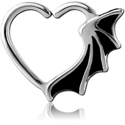 SURGICAL STEEL GRADE 316L OPEN HEART SEAMLESS RING - BAT WING