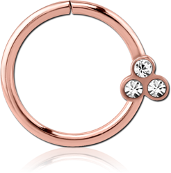 ROSE GOLD PVD COATED SURGICAL STEEL GRADE 316L JEWELED SEAMLESS RING