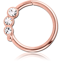 ROSE GOLD PVD COATED SURGICAL STEEL GRADE 316L JEWELED SEAMLESS RING - RIGHT