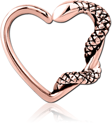 ROSE GOLD PVD COATED SURGICAL STEEL GRADE 316L OPEN HEART SEAMLESS RING - LEFT