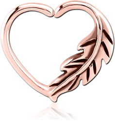 ROSE GOLD PVD COATED SURGICAL STEEL GRADE 316L OPEN HEART SEAMLESS RING - LEFT