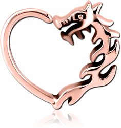 ROSE GOLD PVD COATED SURGICAL STEEL GRADE 316L OPEN HEART SEAMLESS RING - LEFT