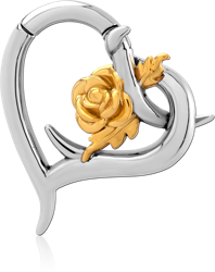 SURGICAL STEEL GRADE 316L HINGED SEGMENT CLICKER WITH FLOWER ON THE CLICKER GOLD PVD COATED COlOR