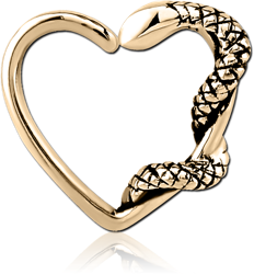 ZIRCON GOLD PVD COATED SURGICAL STEEL GRADE 316L OPEN HEART SEAMLESS RING