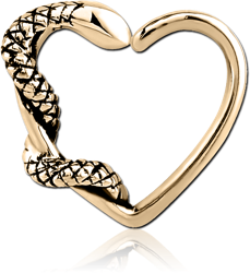 ZIRCON GOLD PVD COATED SURGICAL STEEL GRADE 316L OPEN HEART SEAMLESS RING