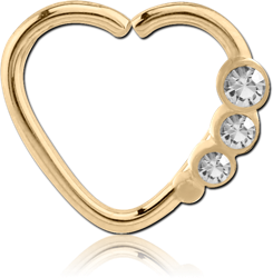 ZIRCON GOLD PVD COATED SURGICAL STEEL GRADE 316L OPEN HEART SEAMLESS RING