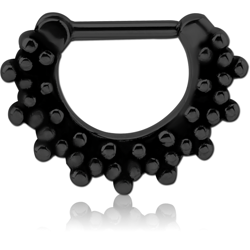 BLACK PVD COATED SURGICAL STEEL GRADE 316L HINGED SEPTUM CLICKER