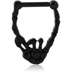 BLACK PVD COATED SURGICAL STEEL GRADE 316L HINGED SEPTUM CLICKER
