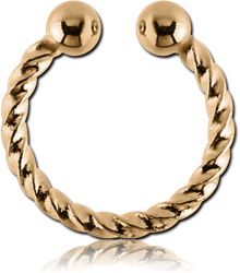 GOLD PVD 18K COATED SURGICAL STEEL GRADE 316L FAKE SEPTUM RING - ROPE