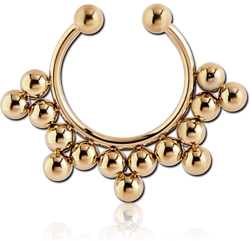 GOLD PVD 18K COATED SURGICAL STEEL GRADE 316L FAKE SEPTUM RING - 15 BALLS