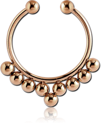 GOLD PVD 18K COATED SURGICAL STEEL GRADE 316L FAKE SEPTUM RING - 9 BALLS
