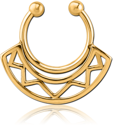 GOLD PVD COATED SURGICAL STEEL GRADE 316L FAKE SEPTUM RING