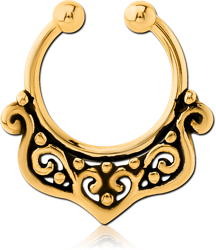 GOLD PVD COATED SURGICAL STEEL GRADE 316L FAKE SEPTUM RING
