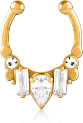 GOLD PVD COATED SURGICAL STEEL GRADE 316L JEWELED FAKE SEPTUM RING