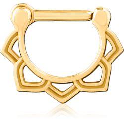 GOLD PVD COATED SURGICAL STEEL GRADE 316L HINGED SEPTUM CLICKER