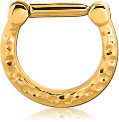 GOLD PVD COATED SURGICAL STEEL GRADE 316L HINGED SEPTUM CLICKER