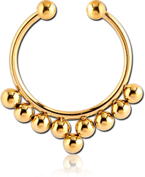 GOLD PVD COATED SURGICAL STEEL GRADE 316L FAKE SEPTUM RING