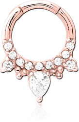 ROSE GOLD PVD COATED SURGICAL STEEL GRADE 316L JEWELED HINGED SEPTUM CLICKER RING