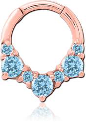 ROSE GOLD PVD COATED SURGICAL STEEL GRADE 316L JEWELED HINGED SEPTUM CLICKER RING