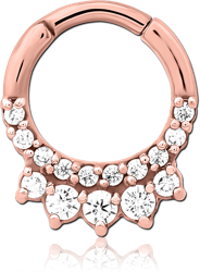 ROSE GOLD PVD COATED SURGICAL STEEL GRADE 316L JEWELED HINGED SEPTUM CLICKER RING