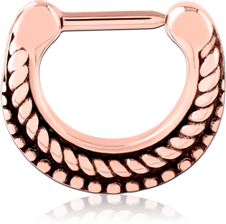 ROSE GOLD PVD COATED SURGICAL STEEL GRADE 316L HINGED SEPTUM CLICKER RING
