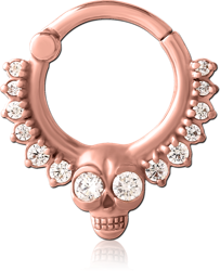 ROSE GOLD PVD COATED SURGICAL STEEL GRADE 316L JEWELED HINGED SEPTUM CLICKER RING