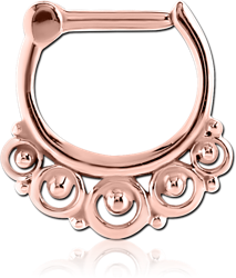 ROSE GOLD PVD COATED SURGICAL STEEL GRADE 316L HINGED SEPTUM CLICKER