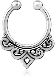 SURGICAL STEEL GRADE 316L FAKE SEPTUM RING - FILIGREE
