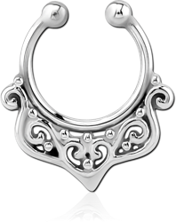 SURGICAL STEEL GRADE 316L FAKE SEPTUM RING - FILIGREE