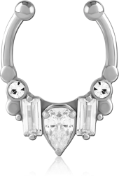 SURGICAL STEEL GRADE 316L JEWELED FAKE SEPTUM RING