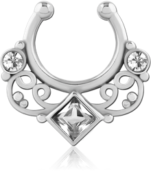SURGICAL STEEL GRADE 316L JEWELED FAKE SEPTUM RING