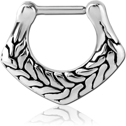 SURGICAL STEEL GRADE 316L HINGED SEPTUM CLICKER - FILIGREE