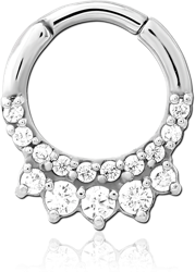 SURGICAL STEEL GRADE 316L JEWELED HINGED SEPTUM CLICKER RING