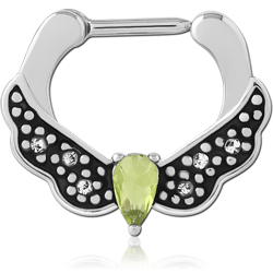 SURGICAL STEEL GRADE 316L JEWELED HINGED SEPTUM CLICKER RING