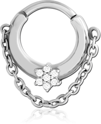 SURGICAL STEEL GRADE 316L JEWELED HINGED SEPTUM CLICKER RING