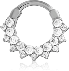 SURGICAL STEEL GRADE 316L JEWELED HINGED SEPTUM CLICKER RING