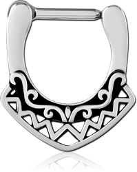 SURGICAL STEEL GRADE 316L HINGED SEPTUM CLICKER RING