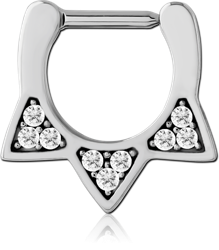 SURGICAL STEEL GRADE 316L JEWELED HINGED SEPTUM CLICKER RING