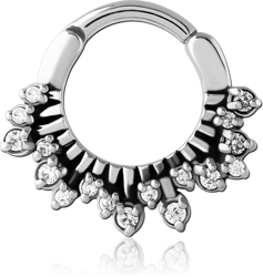SURGICAL STEEL GRADE 316L JEWELED HINGED SEPTUM CLICKER RING