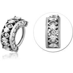 SURGICAL STEEL GRADE 316L JEWELED HINGED SEPTUM CLICKER RING