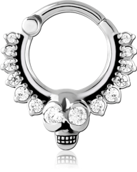 SURGICAL STEEL GRADE 316L JEWELED HINGED SEPTUM CLICKER RING