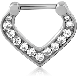 SURGICAL STEEL GRADE 316L JEWELED HINGED SEPTUM CLICKER RING