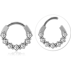SURGICAL STEEL GRADE 316L ROUND JEWELED HINGED SEPTUM CLICKER